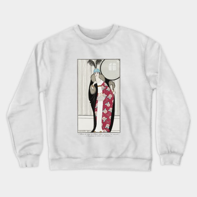 Robe de Crêpe de Chine Blanc Fashion Illustration by George Barbier Crewneck Sweatshirt by VanillaArt